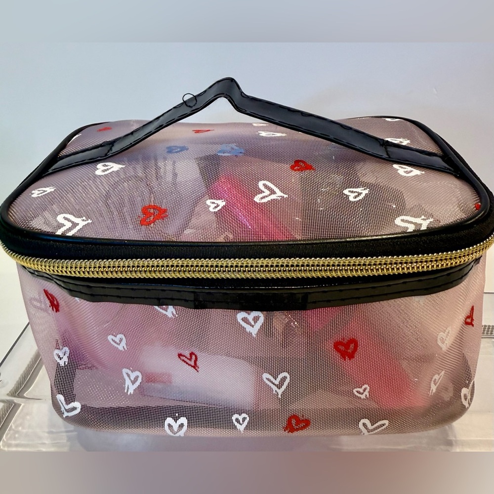 Heart Patterned Transparent Makeup Bag Mystery Bu… - image 1